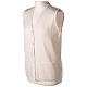 Nun white sleeveless cardigan with V-neck and pockets PLUS SIZES 50% merino wool 50% acrylic In Primis s3