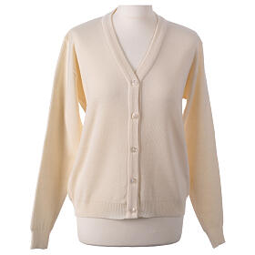 Short white In Primis jacket for nuns with buttons, wool mix