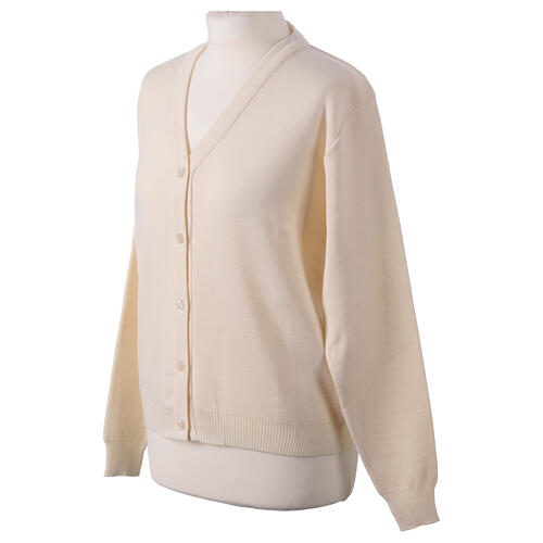 Short white In Primis jacket for nuns with buttons, wool mix 3