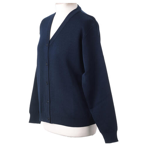 Short blue In Primis jacket for nuns with buttons, wool mix 3