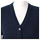 Short nun cardigan with blue wool blend buttons In Primis s2