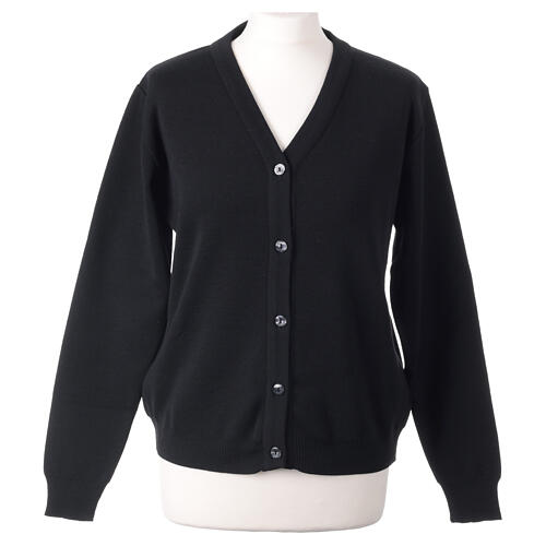 Short black In Primis jacket for nuns with buttons, wool mix 1