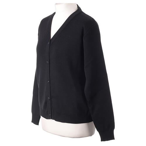 Short black In Primis jacket for nuns with buttons, wool mix 3