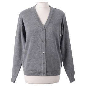 Short grey In Primis jacket for nuns with buttons, wool mix