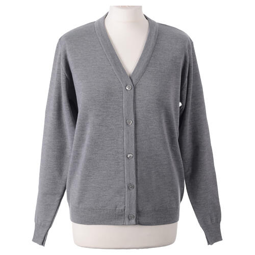 Short grey In Primis jacket for nuns with buttons, wool mix 1