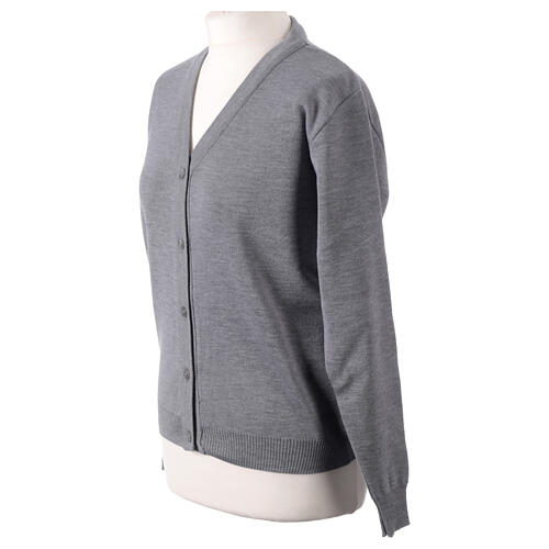Short grey In Primis jacket for nuns with buttons, wool mix 3