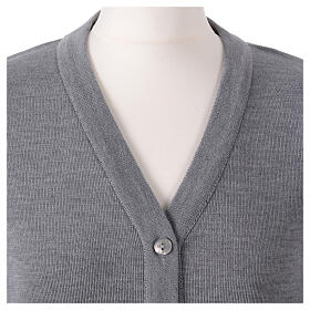 Casaco de malha curto cinzento para religiosa com botões mistura de lã In Primis