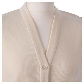 Sleeveless white In Primis cardigan for nuns with buttons, wool mix