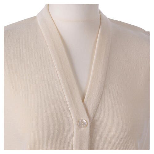 Sleeveless white In Primis cardigan for nuns with buttons, wool mix 2