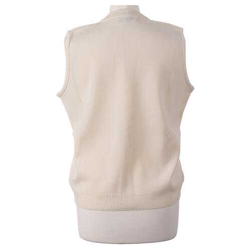 Sleeveless white In Primis cardigan for nuns with buttons, wool mix 5