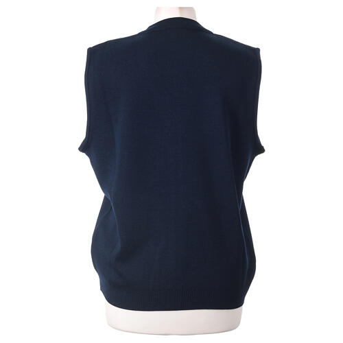 Sleeveless blue In Primis cardigan for nuns with buttons, wool mix 5