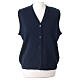 Sleeveless blue In Primis cardigan for nuns with buttons, wool mix s1