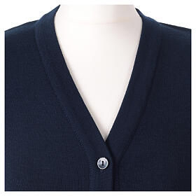 Colete curto azul escuro para religiosa com botões mistura de lã In Primis