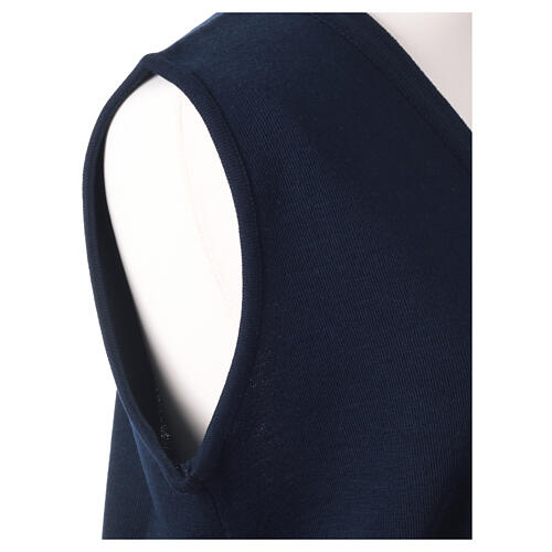Nuns vest Short sleeve blue In Primis wool blend with buttons 4