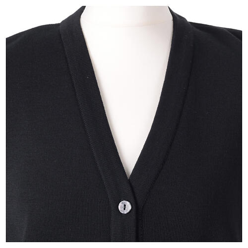 Sleeveless black In Primis cardigan for nuns with buttons, wool mix 2