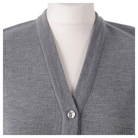 Sleeveless grey In Primis cardigan for nuns with buttons, wool mix