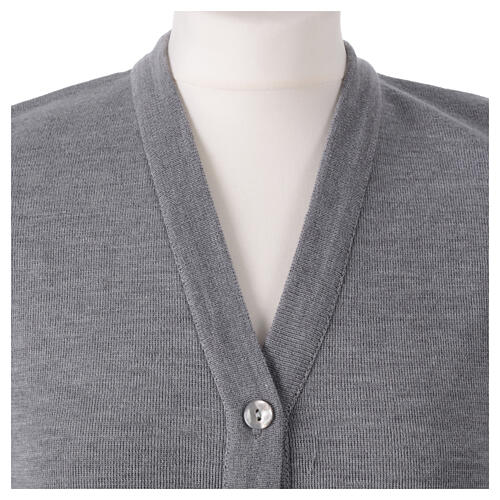 Sleeveless grey In Primis cardigan for nuns with buttons, wool mix 2
