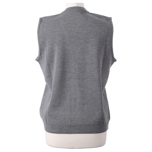 Sleeveless grey In Primis cardigan for nuns with buttons, wool mix 5