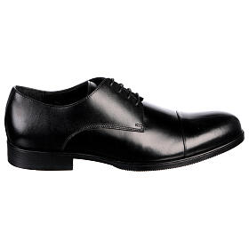 Elegant black leather Derby shoes with toe cap, In Primis