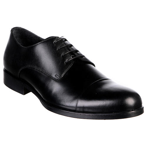 Elegant black leather Derby shoes with toe cap, In Primis 2