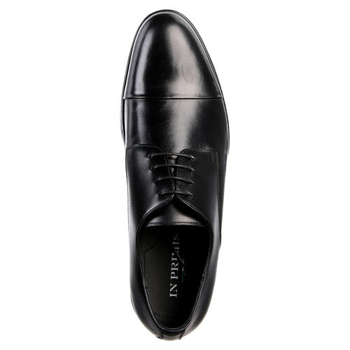 Elegant black leather Derby shoes with toe cap, In Primis 5