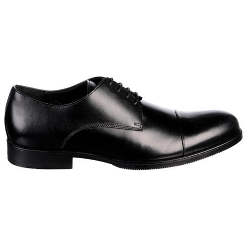 Eleganckie buty derby z nakładanym noskiem, ze skóry, czarne, In Primis 1