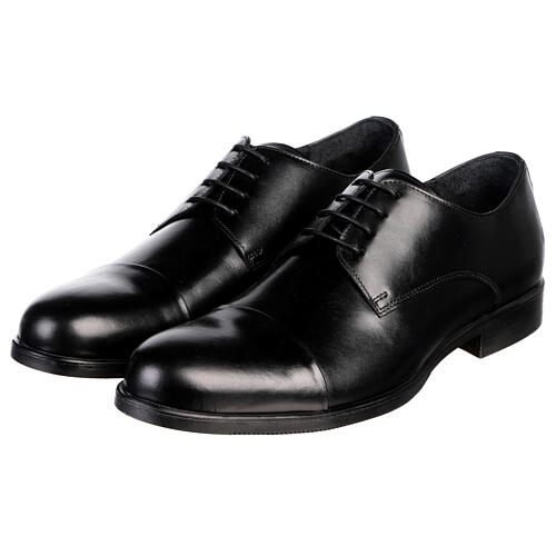Eleganckie buty derby z nakładanym noskiem, ze skóry, czarne, In Primis 4