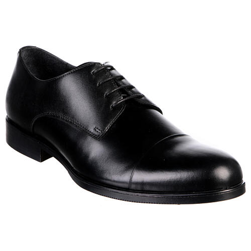 Elegant black leather derby shoe In Primis | online sales on HOLYART.com