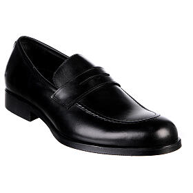 Black loafer shoes genuine leather In Primis