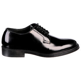 Shiny Derby shoes of genuine black leather, In Primis