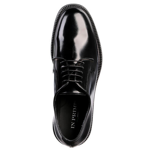 Zapato negro elegante derby liso cuero lúcido In Primis 5