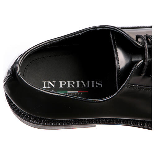 Zapato negro elegante derby liso cuero lúcido In Primis 7