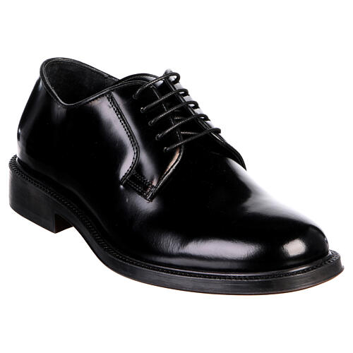 Elegant black derby shoes in smooth shiny leather In Primis 2