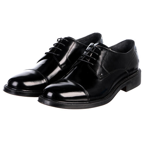 Derby-Schuh mit Kappe der Marke In Primis aus schwarzem glänzendem Echtleder 4