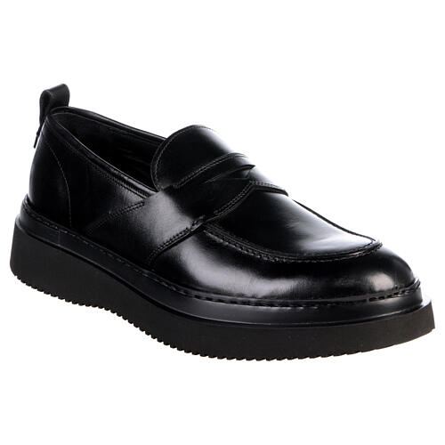Shiny black leather Saddle Loafers In Primis 2