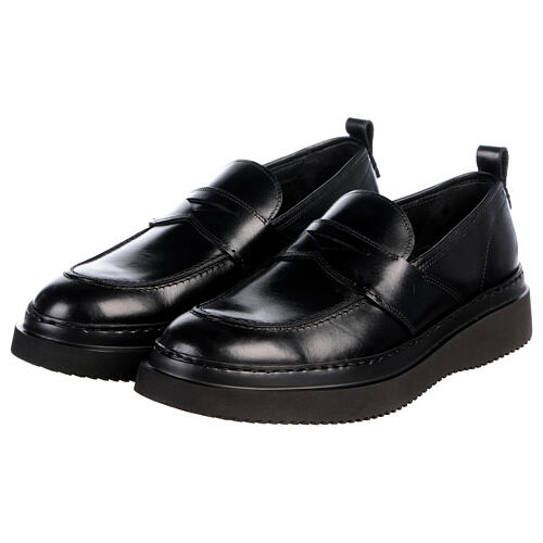 Shiny black leather Saddle Loafers In Primis 4