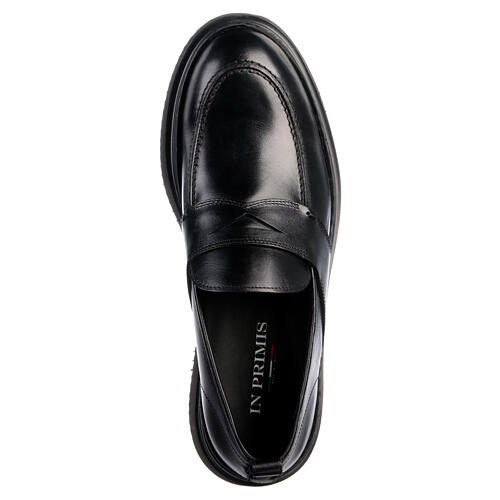 Shiny black leather Saddle Loafers In Primis 5