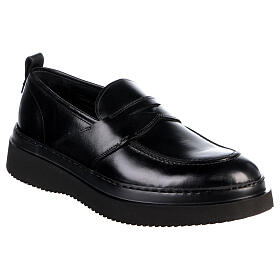 Chaussures mocassins en cuir noir brillant In Primis