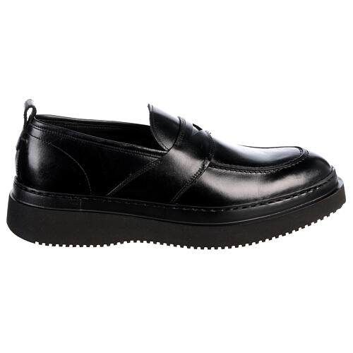 Chaussures mocassins en cuir noir brillant In Primis 1