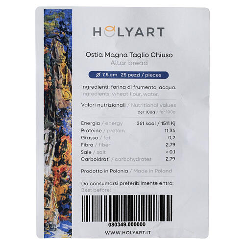 MUESTRA DE PRUEBA Hostia magna IHS 7,5 cm corte cerrado 25 uds 6