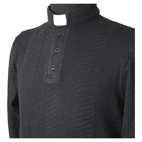 Cococler Intarsia black long-sleeve clergy polo shirt 6