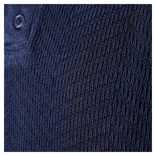 Maglia polo blu Intarsio Cococler cotone manica lunga 6