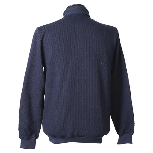 Maglia polo blu Intarsio Cococler cotone manica lunga 7