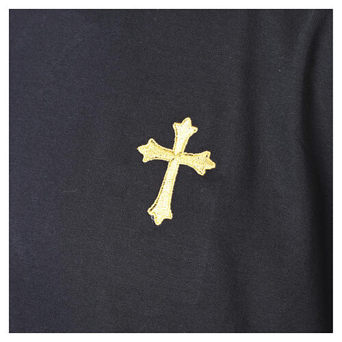 Black soft cotton T-shirt with embroidered gold cross by Vebi Confezioni 4