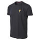 T-shirt noir en coton doux croix dorée brodée Vebi Confezioni s3