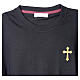 T-shirt noir en coton doux croix dorée brodée Vebi Confezioni s5
