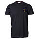 Maglietta nera cotone morbida croce oro ricamata Vebi Confezioni s1