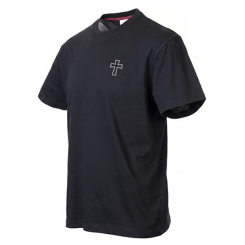 Black cotton T‑shirt with white cross by Vebi Confezioni 3