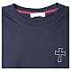 Dark blue cotton T-shirt with embroidered white cross by Vebi Confezioni s5
