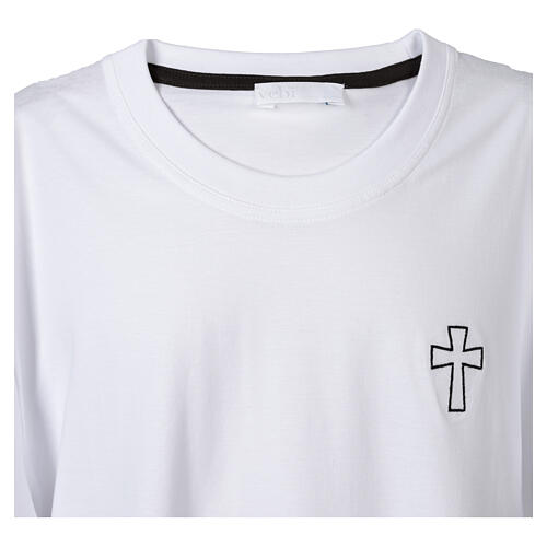 White Cotton T-shirt with Black Embroidered Cross, Vebi Confezioni 5